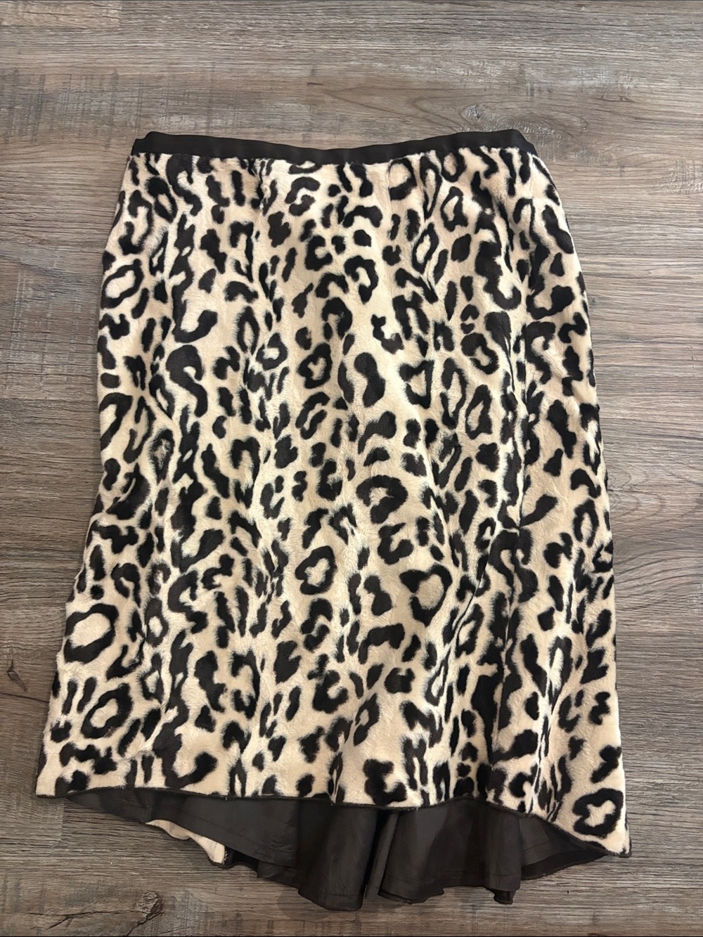 Leopard Print Midi Skirt - Black and Cream